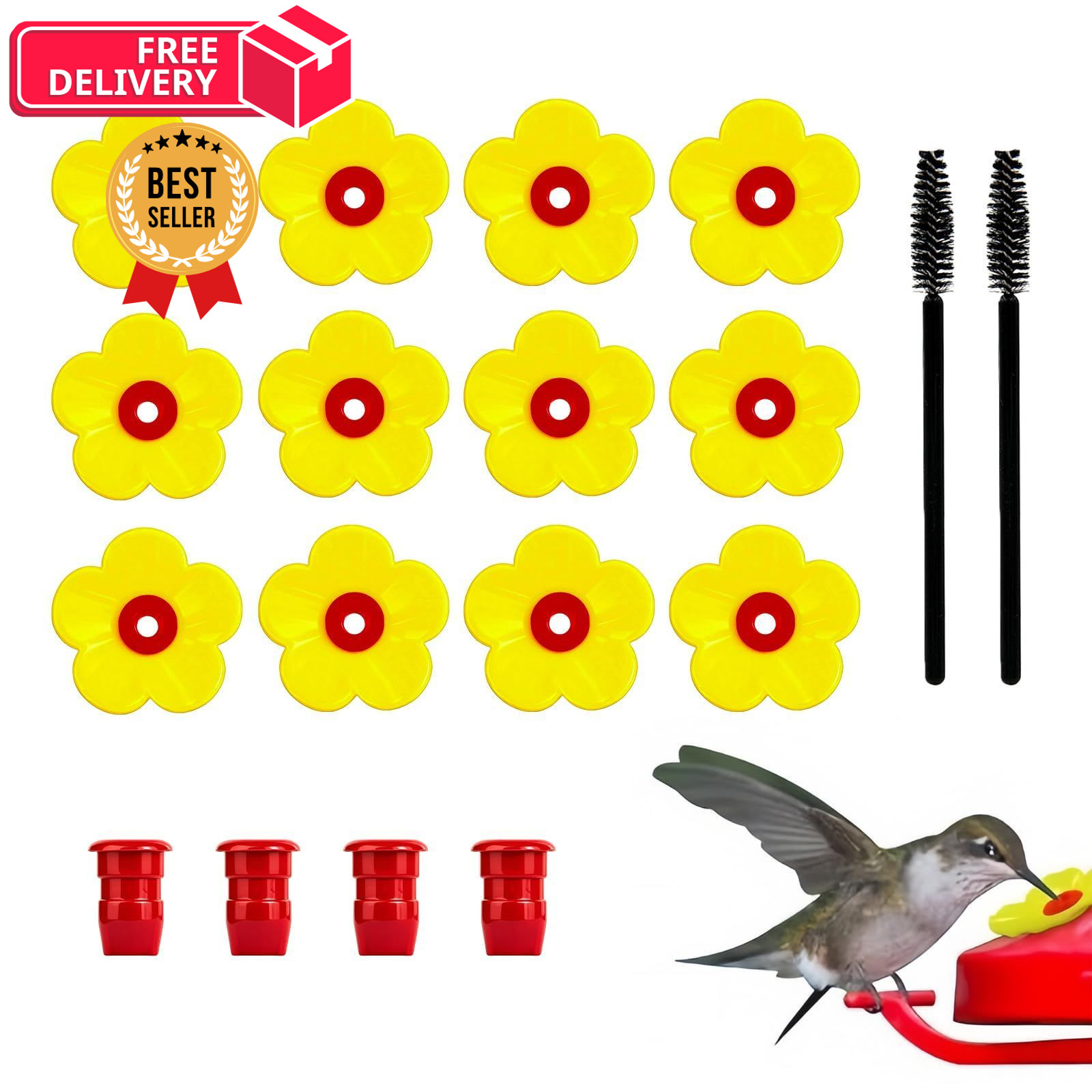 12pcs Hummingbird Feeder Replacement Flowers 12PCS, Yellow