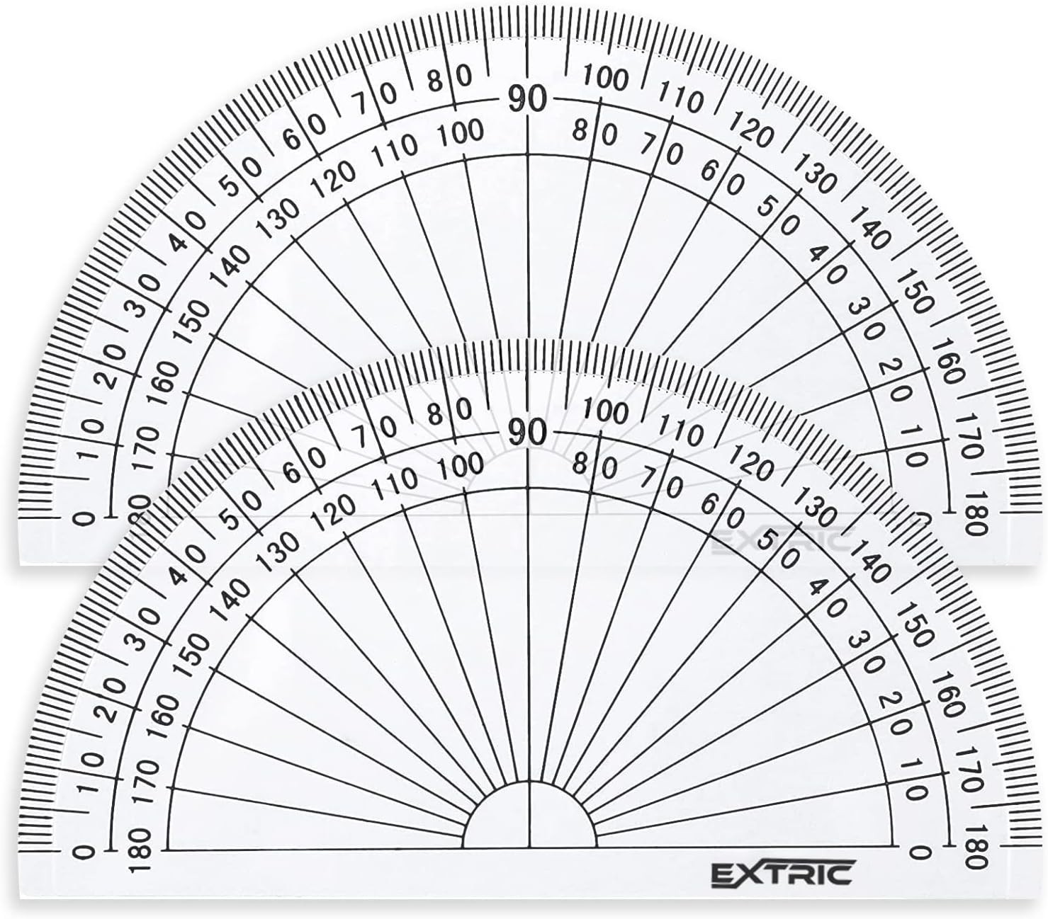 Protractor for Geometry, 4 Inch Clear Plastic Protractor for Woodworking, 2 C...