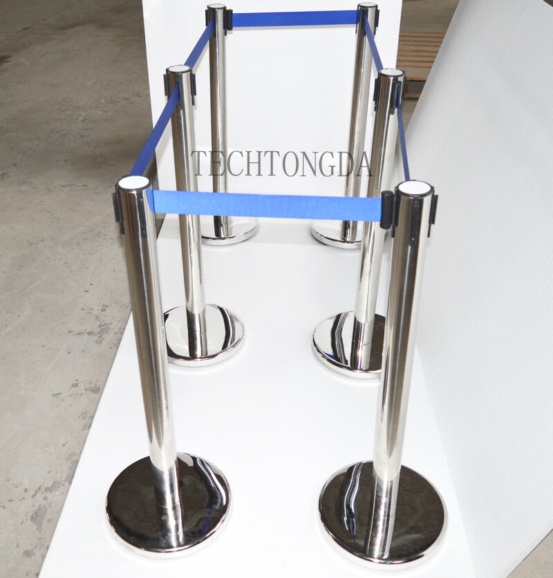 6 PCS Retractable Belt Stanchions Posts Queue Pole Crowd Control Stanchion Post