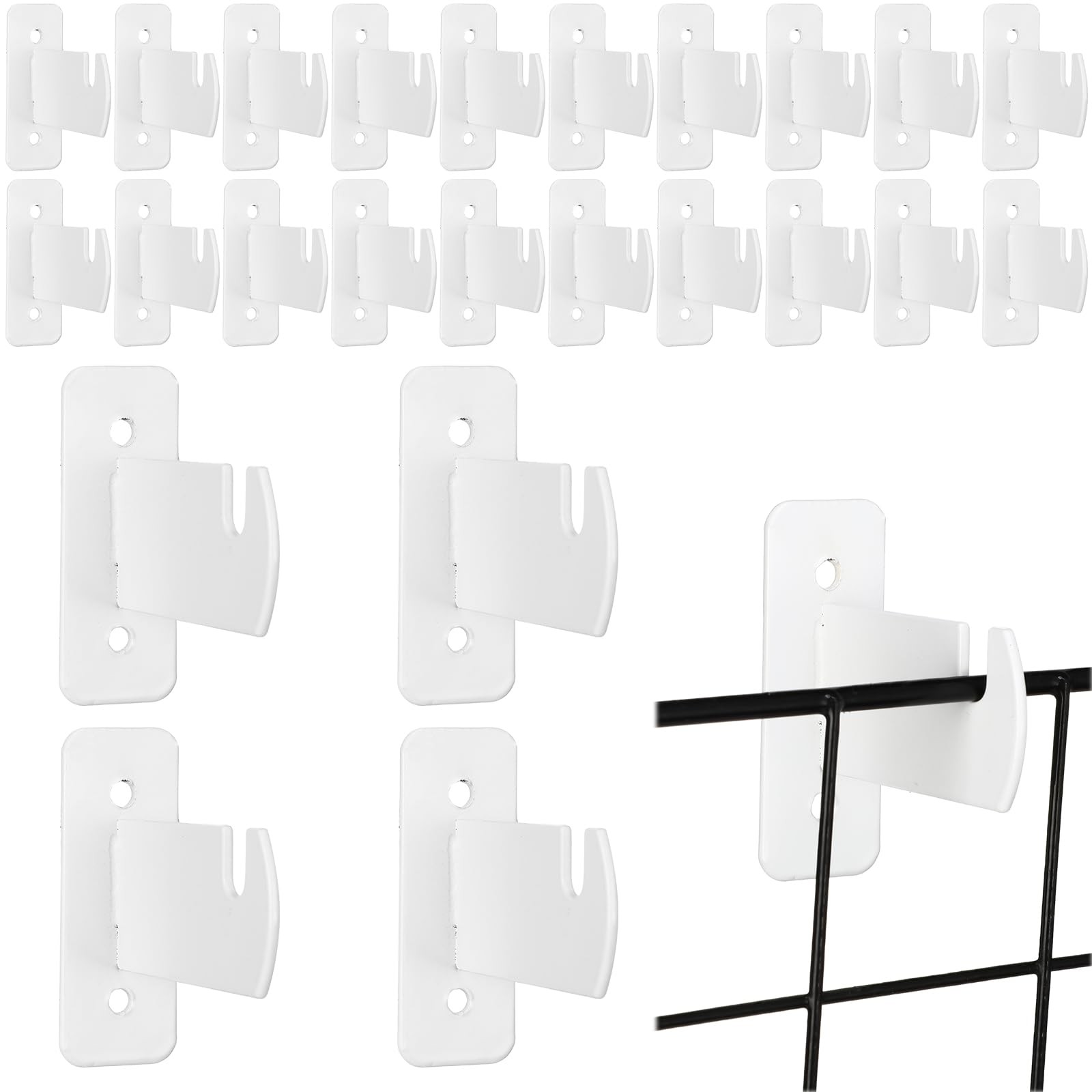 Gridwall Mount Brackets Metal Wall Panel Display Hook Accessory White 24 PCS
