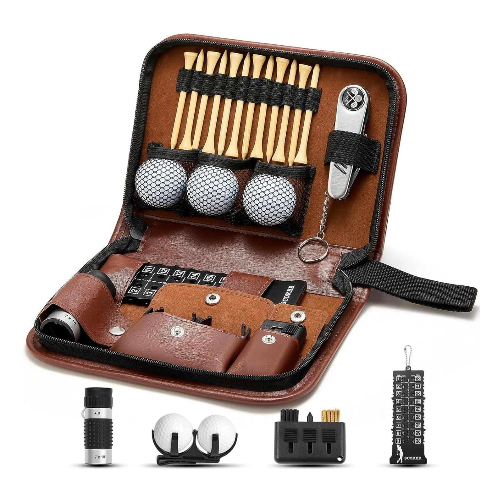 Golf Accessories for Men Women Golf Gifts Kit with Leather Case, 3 Golf Balls...