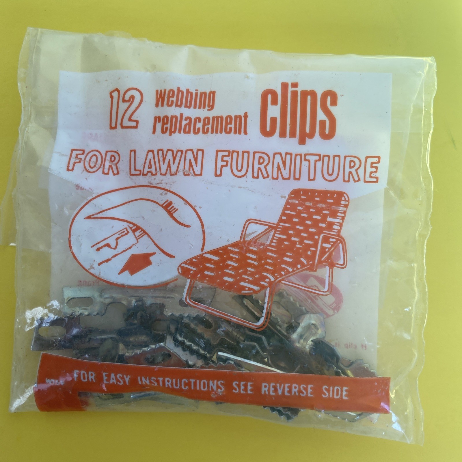 Vintage 12 Webbing Replacement Clips for Lawn Furniture Original Package DIY