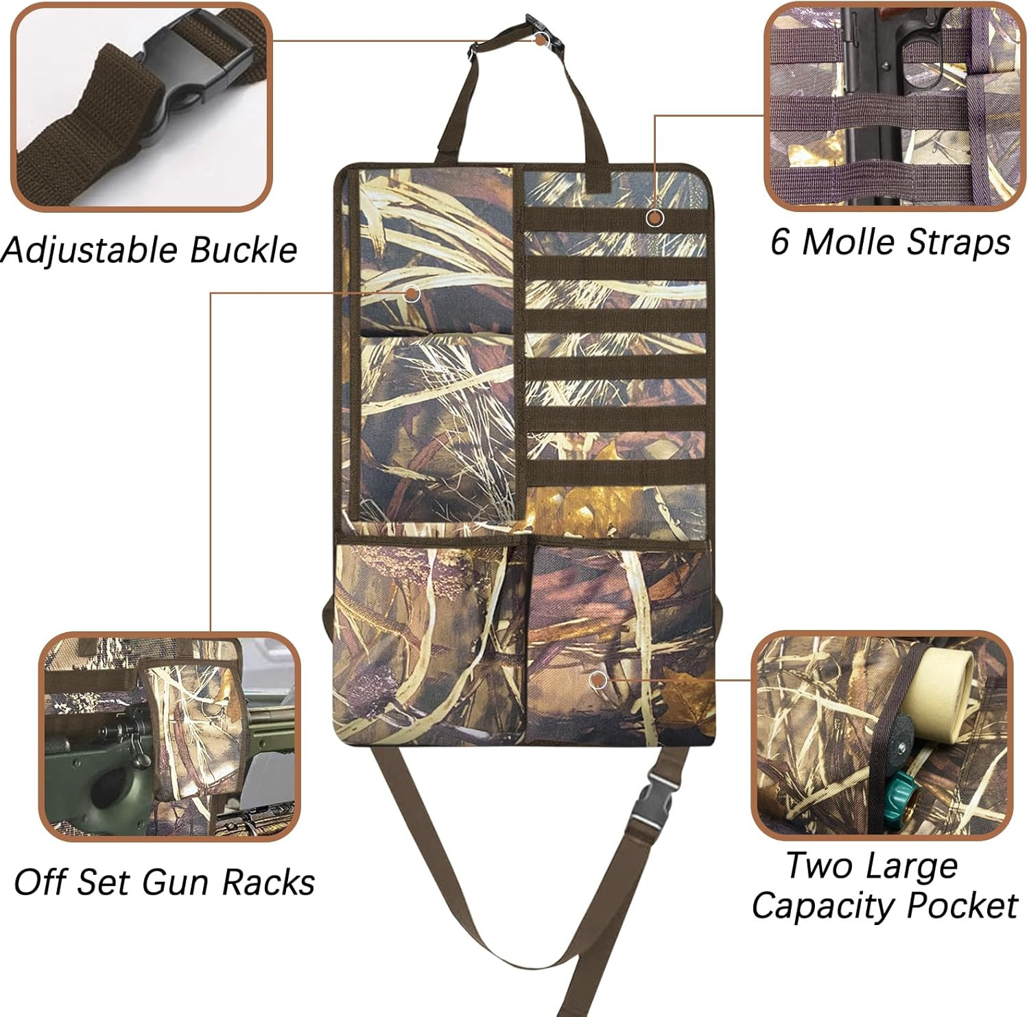 Car Seat Back Gun Rack, 2 Pack Automotive Truck Racks for Hunting Gear, Seat Bac