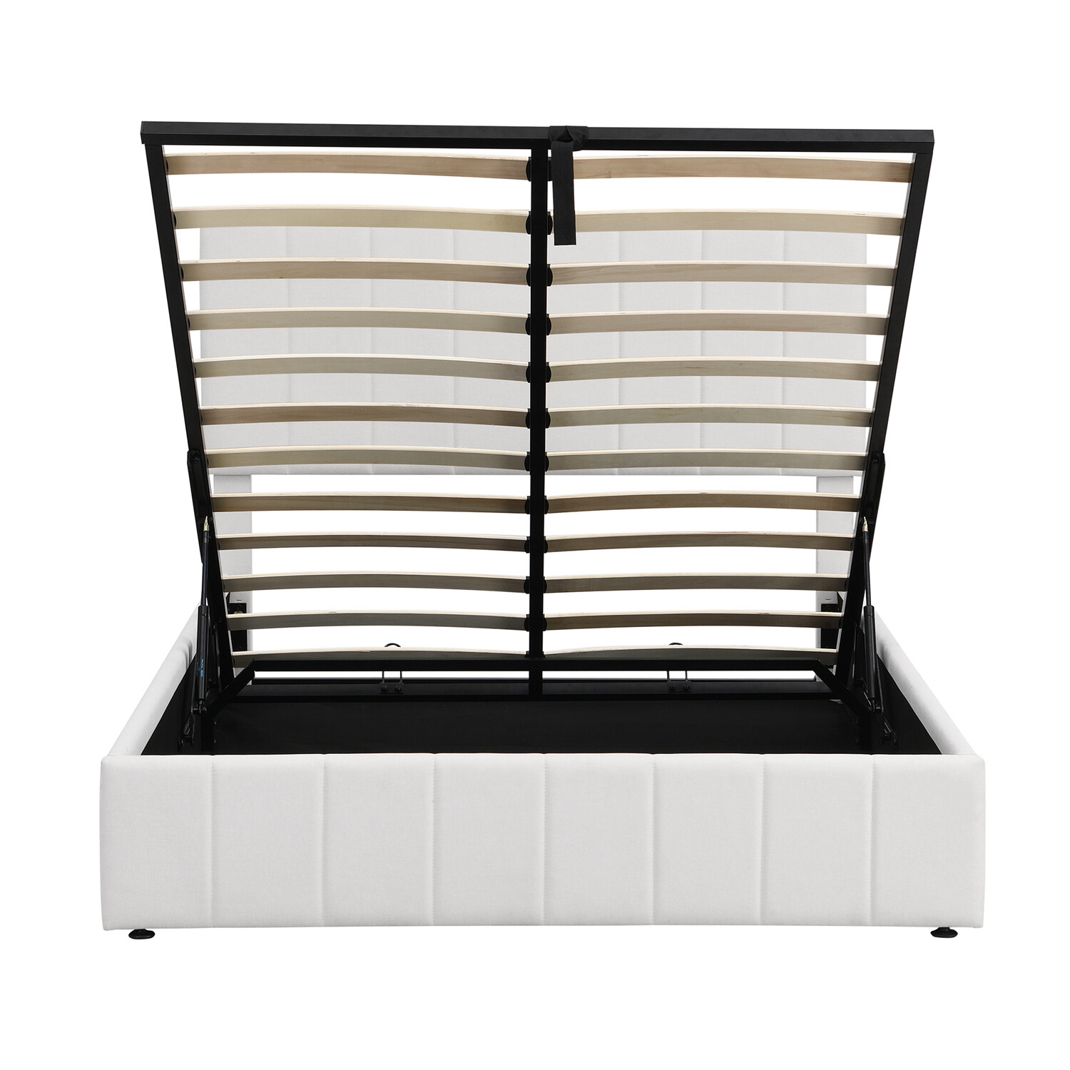 Full Size Upholstered Platform Bed Frame with Hydraulic Storage System White New