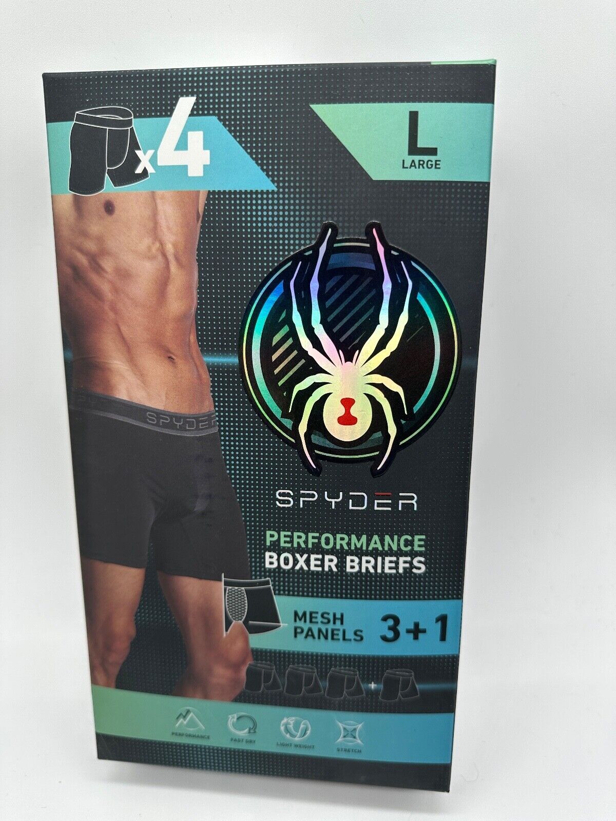 4 Pck SPYDER MEN MESH PERFORMANCE STRETCH Boxer Briefs BLACK Medium Large XLarge