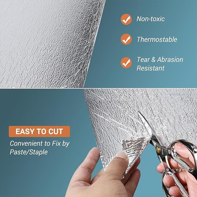 80"x40" Single Side Reflective Insulation Mat, Foam Core Radiant Barrier 197MIL