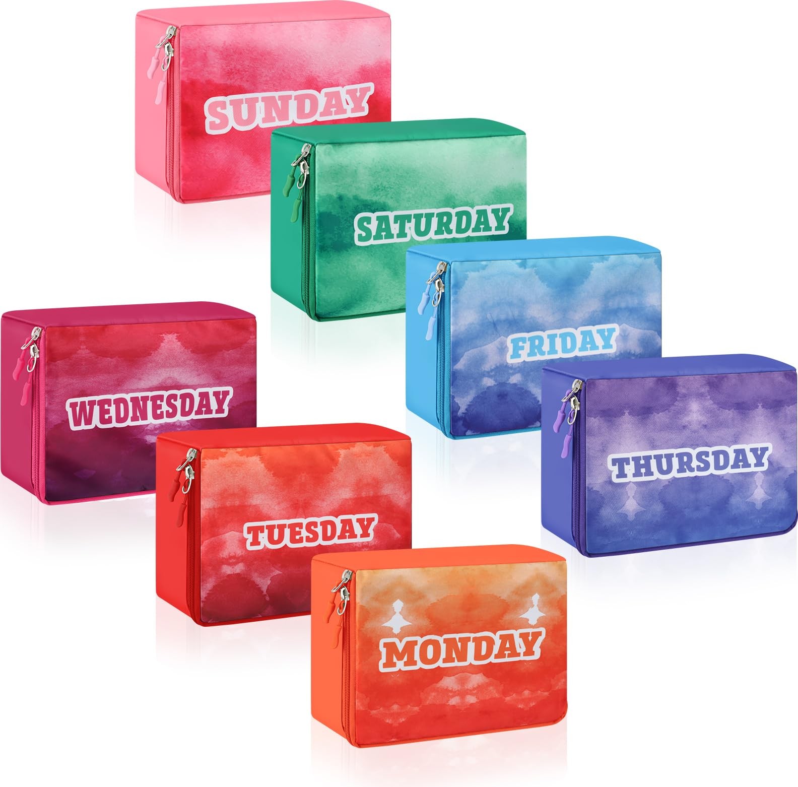 7 Pcs Gradient Days of Week Compression Packing Cubes for Kids Luggage