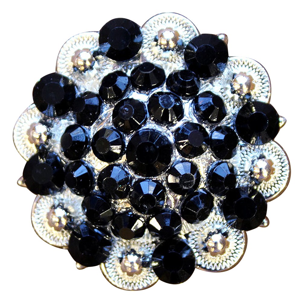 HILASON Set of 2 Black Crystals 1-1/4In Berry Headstall Saddle | Western Concho