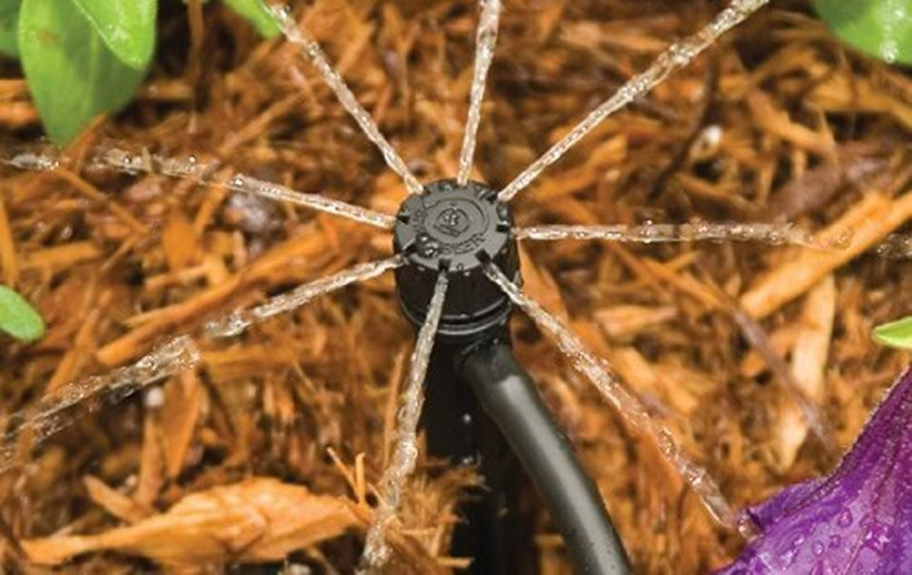 Efficient Watering with 50 Adjustable 360° Garden Drippers on Stake System