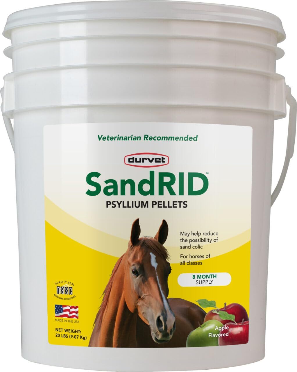 Durvet Equine Sandrid Psyllium Pellets 20 lb Apple Molasses Flavor for Horses