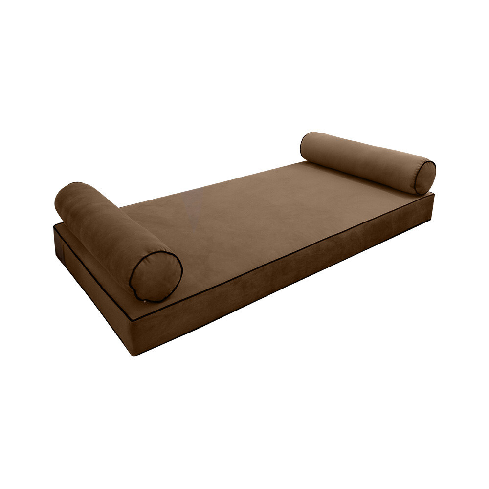 COVER ONLY Model V5 Twin Velvet Contrast Indoor Mattress Bolster Pillow AD308