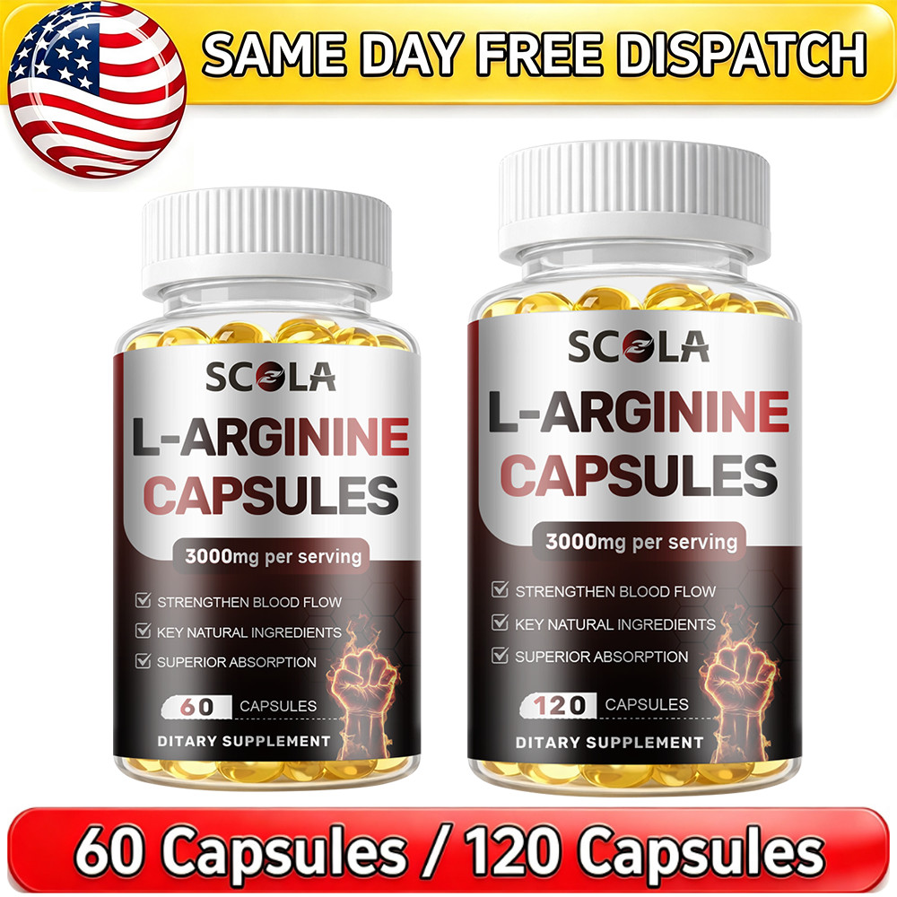 L-Arginine 3000mg Nitric Oxide,Testosterone Booster,Blood Flow 60/120 Capsules