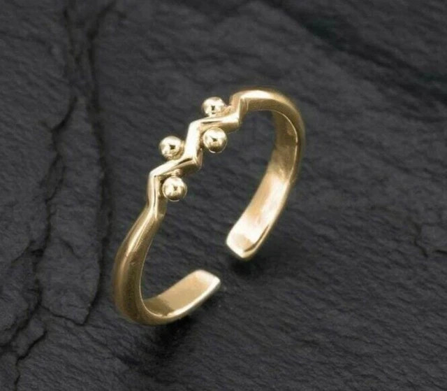 Women 925 Sterling Silver Adjustable Anniversary Toe Ring 14k Yellow Gold Finish