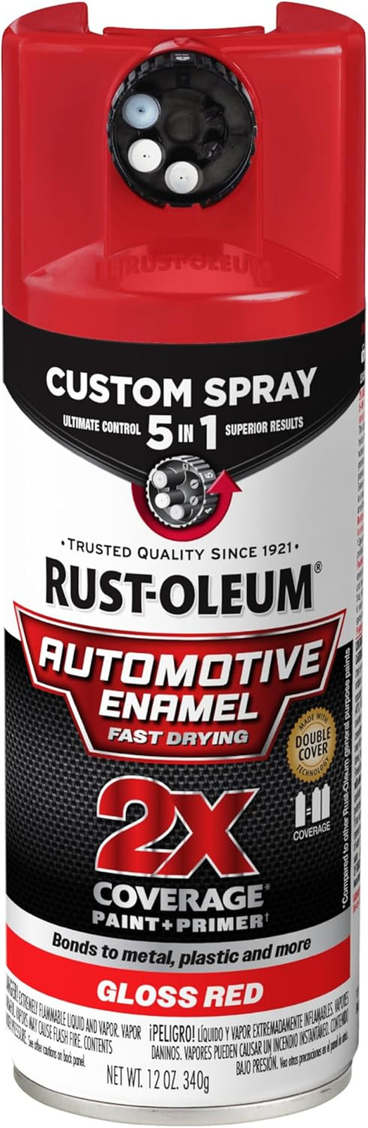 2X Automotive Enamel Custom Spray 5-In-1 Spray Paint, 12 Oz, Gloss Red
