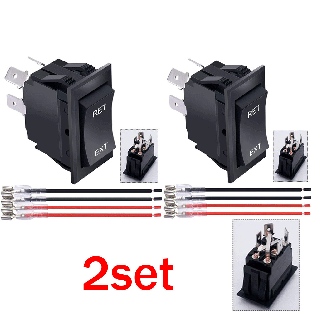 2set Momentary Reverse Polarity Rocker Switch 20A, 12V DC On-Off DPDT - 4 Pin US