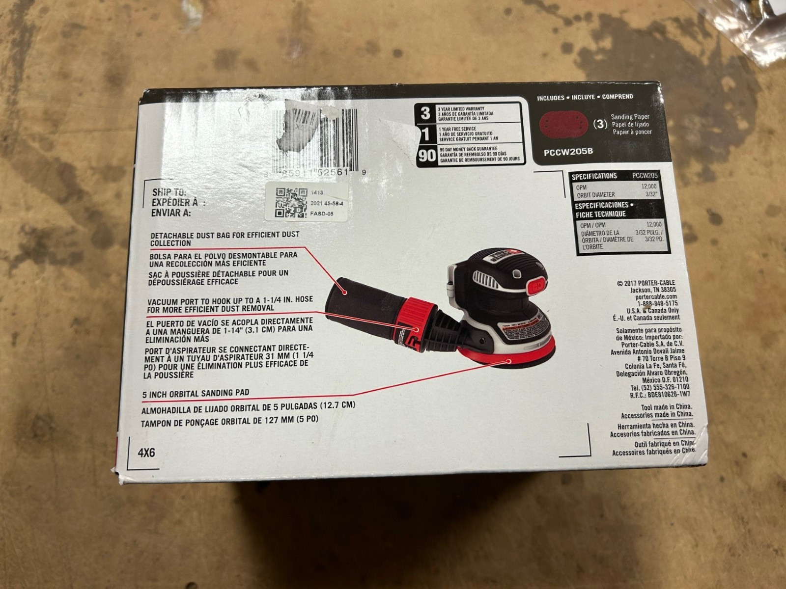 Porter Cable PCCW205B 20V Max Cordless 5" Random Orbital Sander