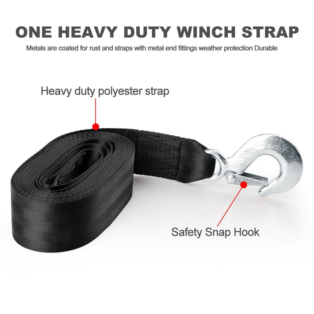 2" x 20FT Boat Trailer Replacement Winch Strap Safety Snap Hook 10000LBS Max