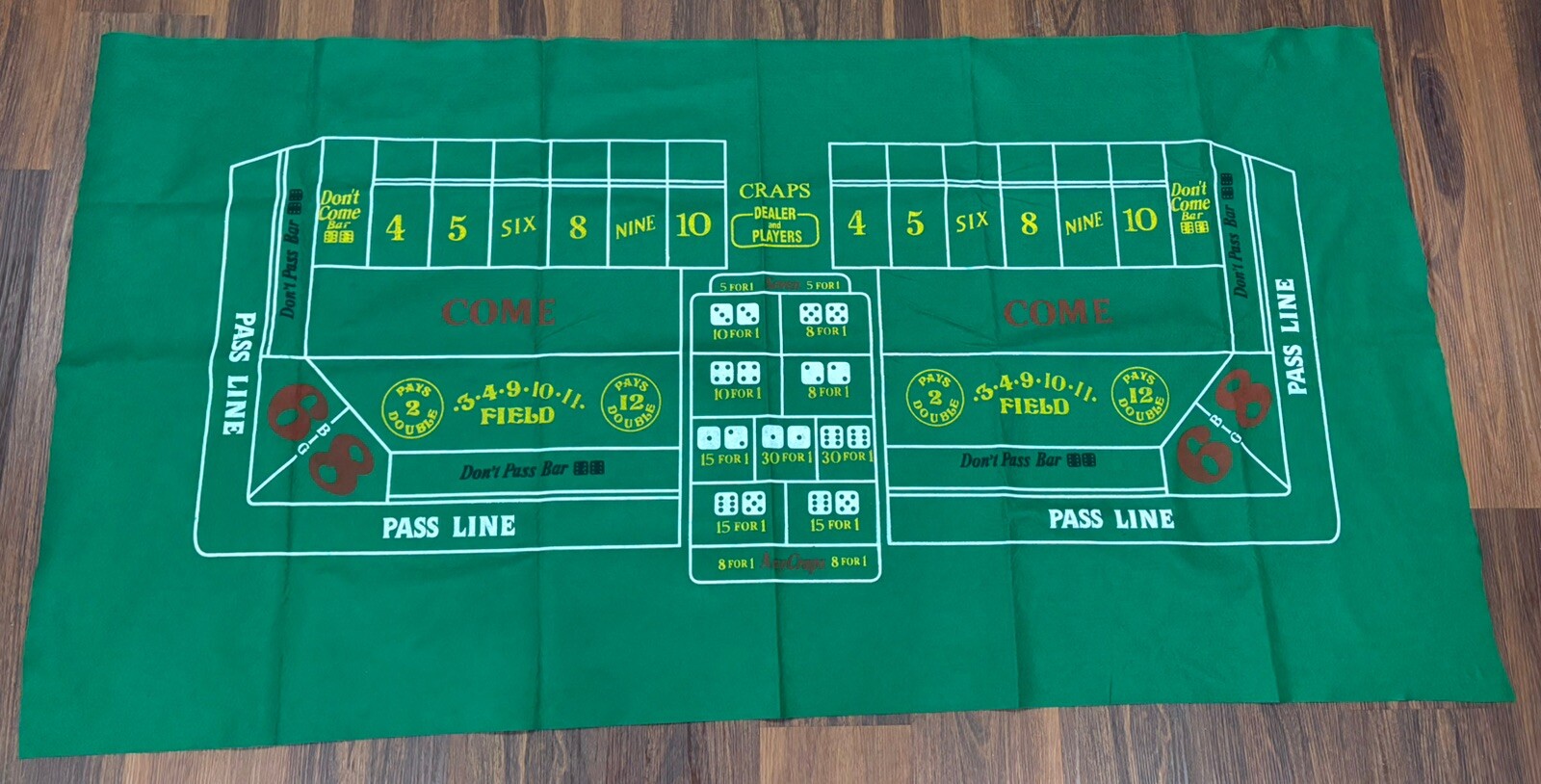 Green Felt Tabletop Craps Black Jack Game Mat 70x36 Inch Felt NEW