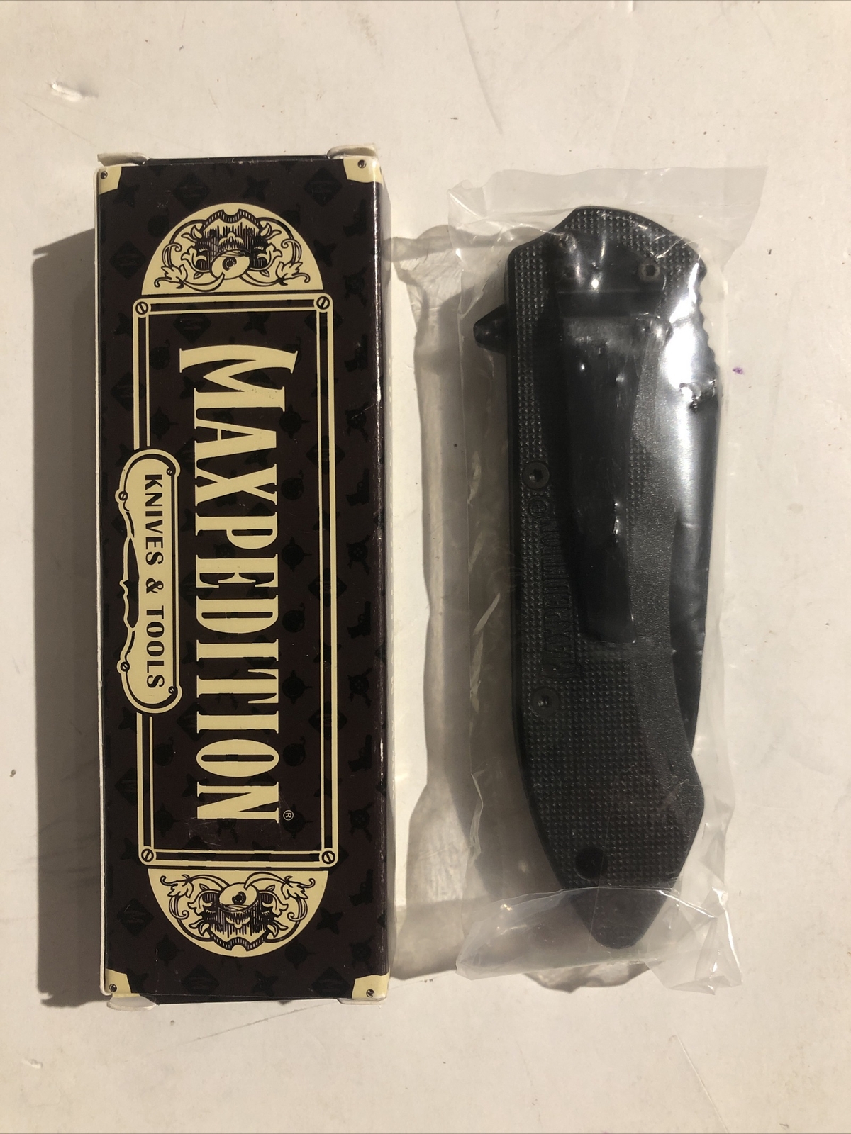 Maxpedition Ferox PB Plain Edge Black Open/Flipper Folding Knife - NIB!