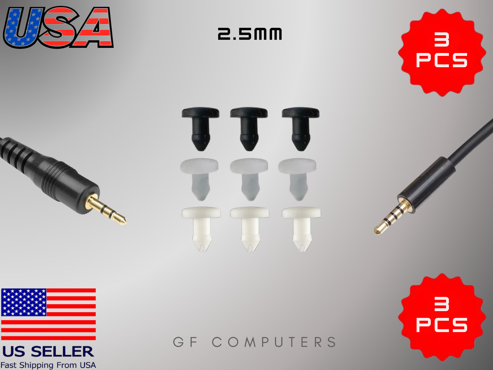 3 Pack Silicone Dustproof Plug Caps for 2.5mm Audio Port Liquid Proof Covers