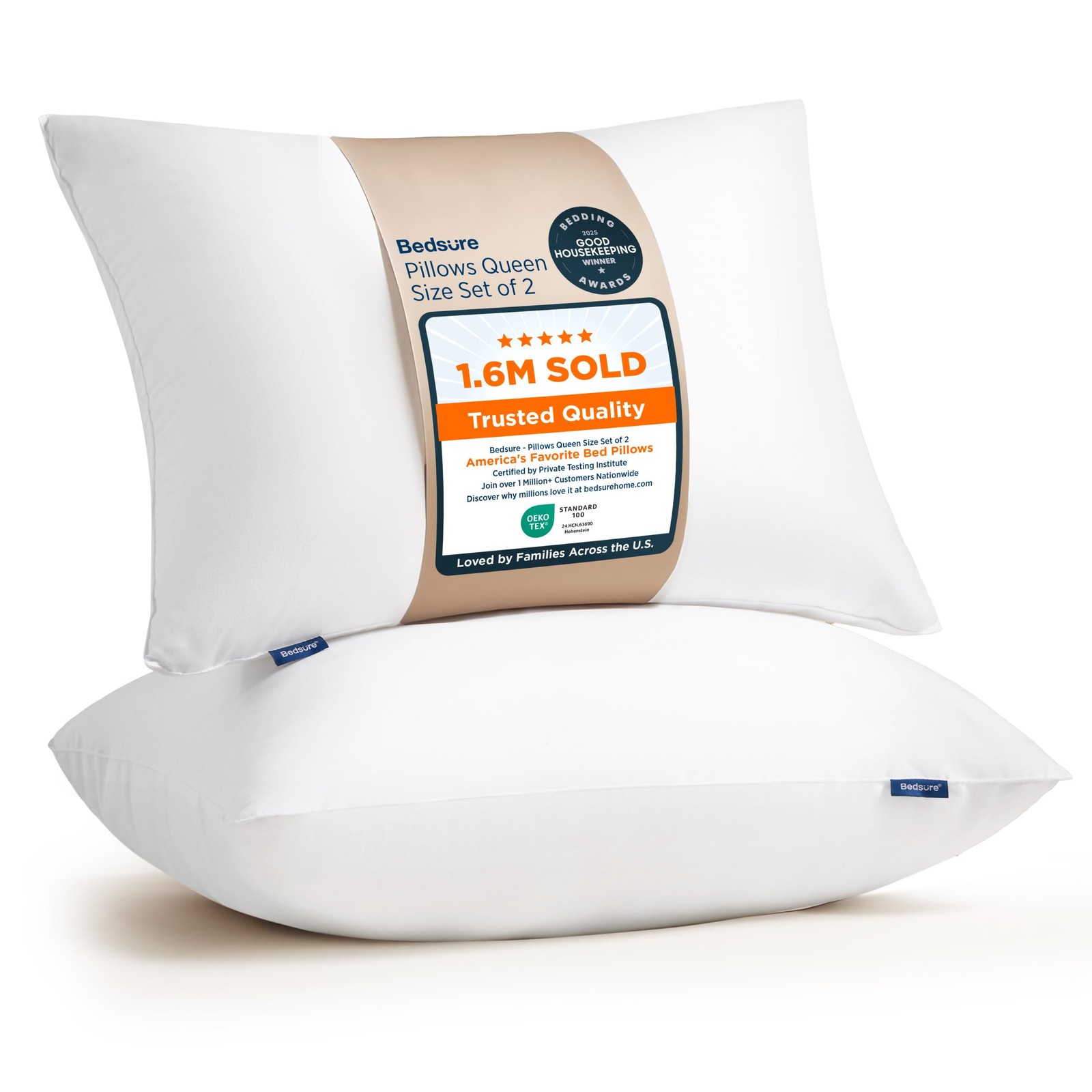 Bedsure Pillows Standard Size Set of 2 - Hotel Collection Bed Standard, White