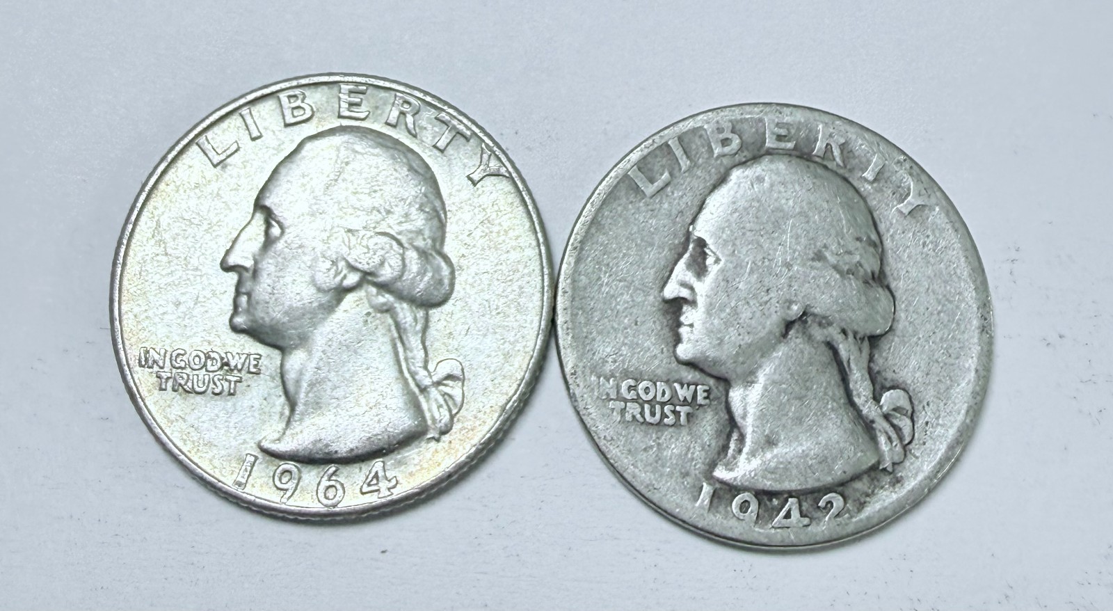 WASHINGTON SILVER QUARTERS  90% SILVER LOT OF 2, CIRCULATED COINS #10044
