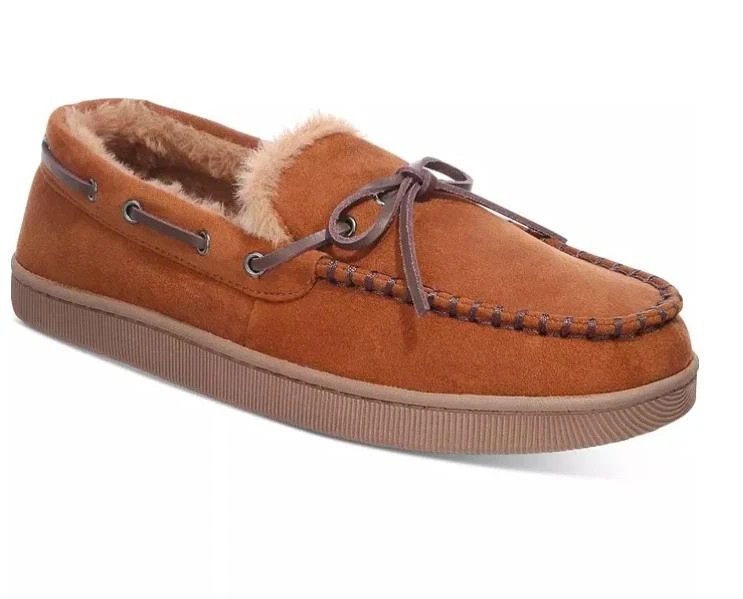 Club Room Mens Moccasin Slippers Tan Small 6-7 NEW $30 100139651.