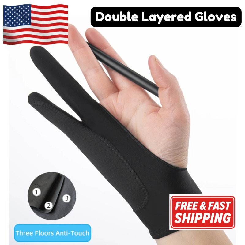 Artist Drawing Glove 2-Finger Anti-Fouling for Pad Graphic Tablet Pen Display