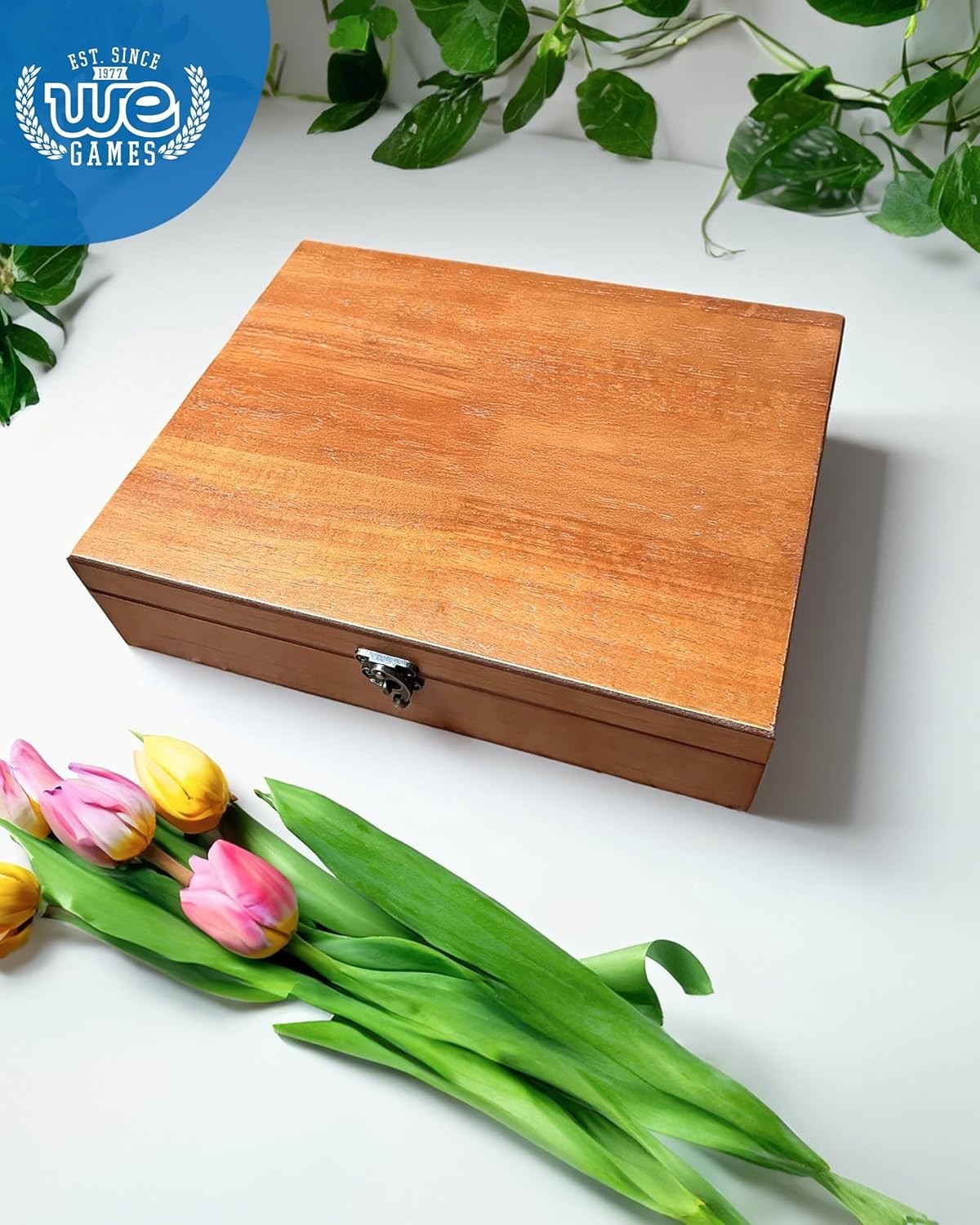 Rustic Wooden Box with Velvet Lining - Classic Design