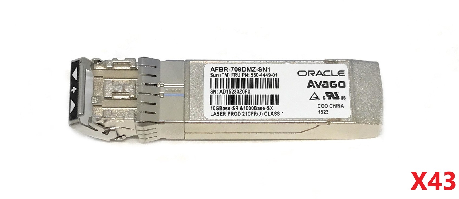 Lot of 43 Oracle Avago AFBR-709DMZ-SN1 10Gbps 850nm SFP+ Transceiver Modules