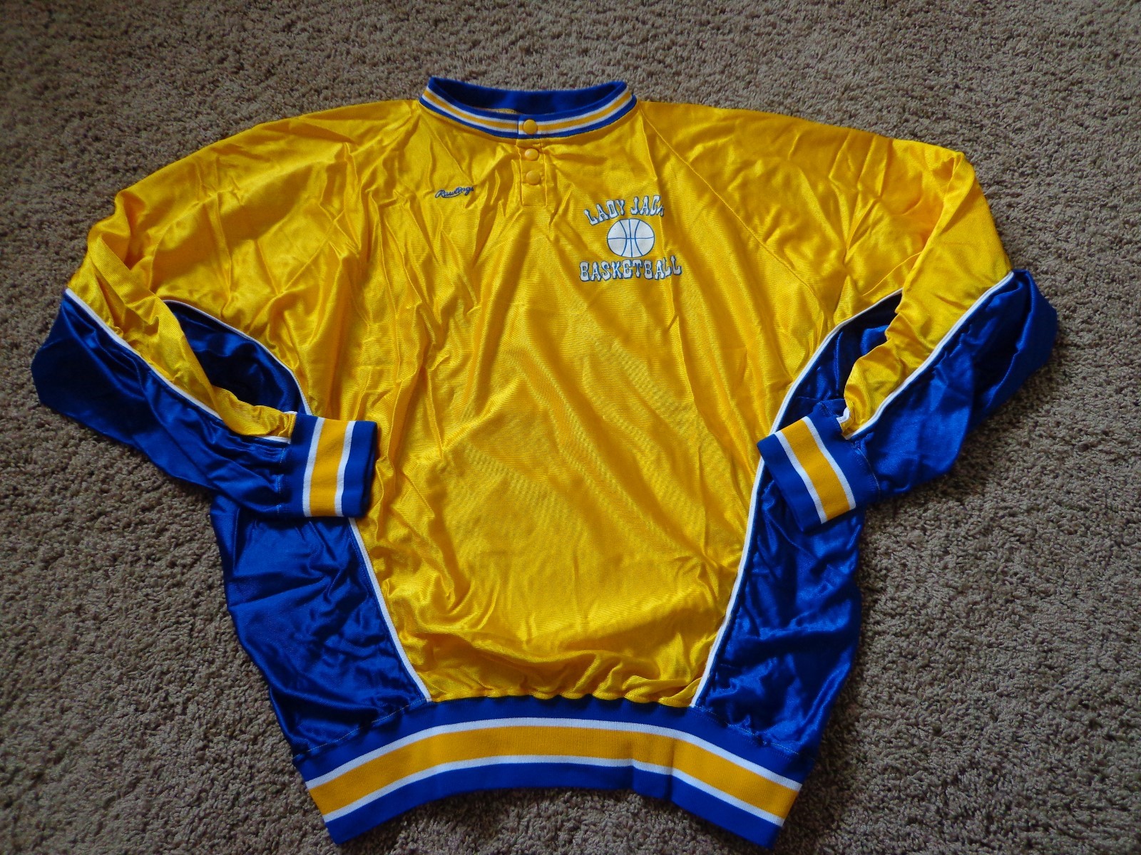 RAWLINGS brand NAU Lady Jack Basketball sz 42 warm up long sleeve shirt Yellow