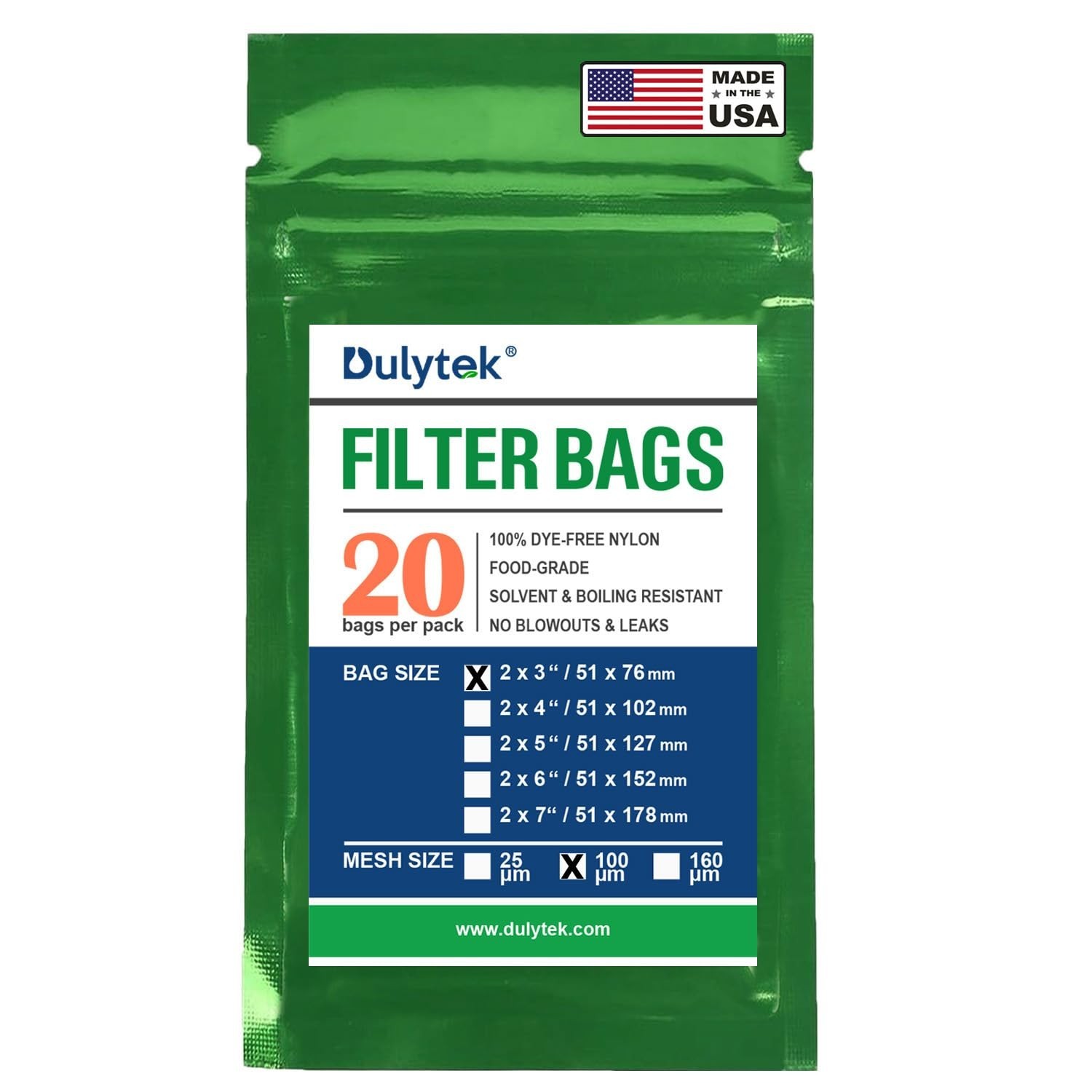 Dulytek Premium Nylon 20 Pcs Filter Bags, 100 Micron, 2" x 3", Double-Stitchi...