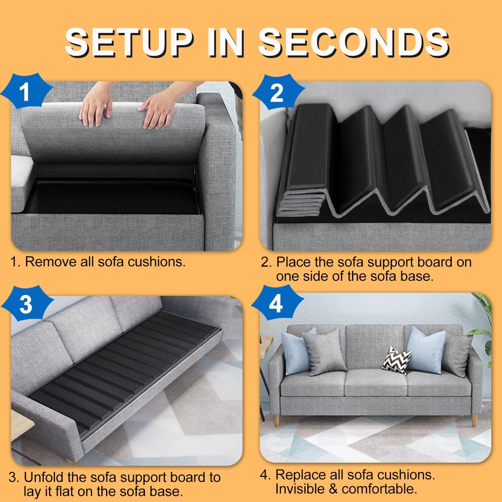Heavy Duty Couch Cushion Support Board 24"x72" - Solid Wood Insert for Sagging S