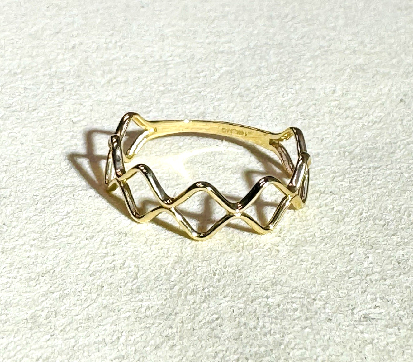 Solid 14K Yellow Gold Unique Stacking Ring Size 8