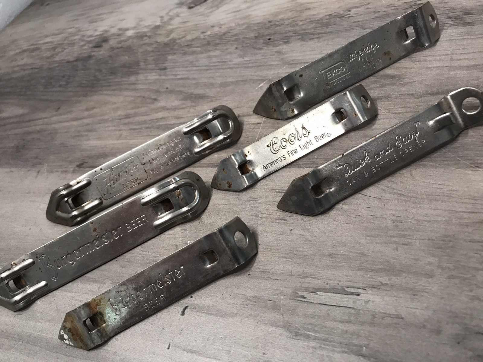 Vintage Beer Can Opener Lot Of 6 Coors Burgermeister Hamms Beer Ekco