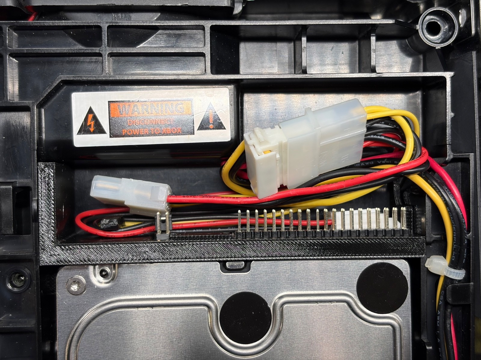3D printed Bracket For Startech.com IDE2SATA Adapter & 3.5" HDD In Original Xbox