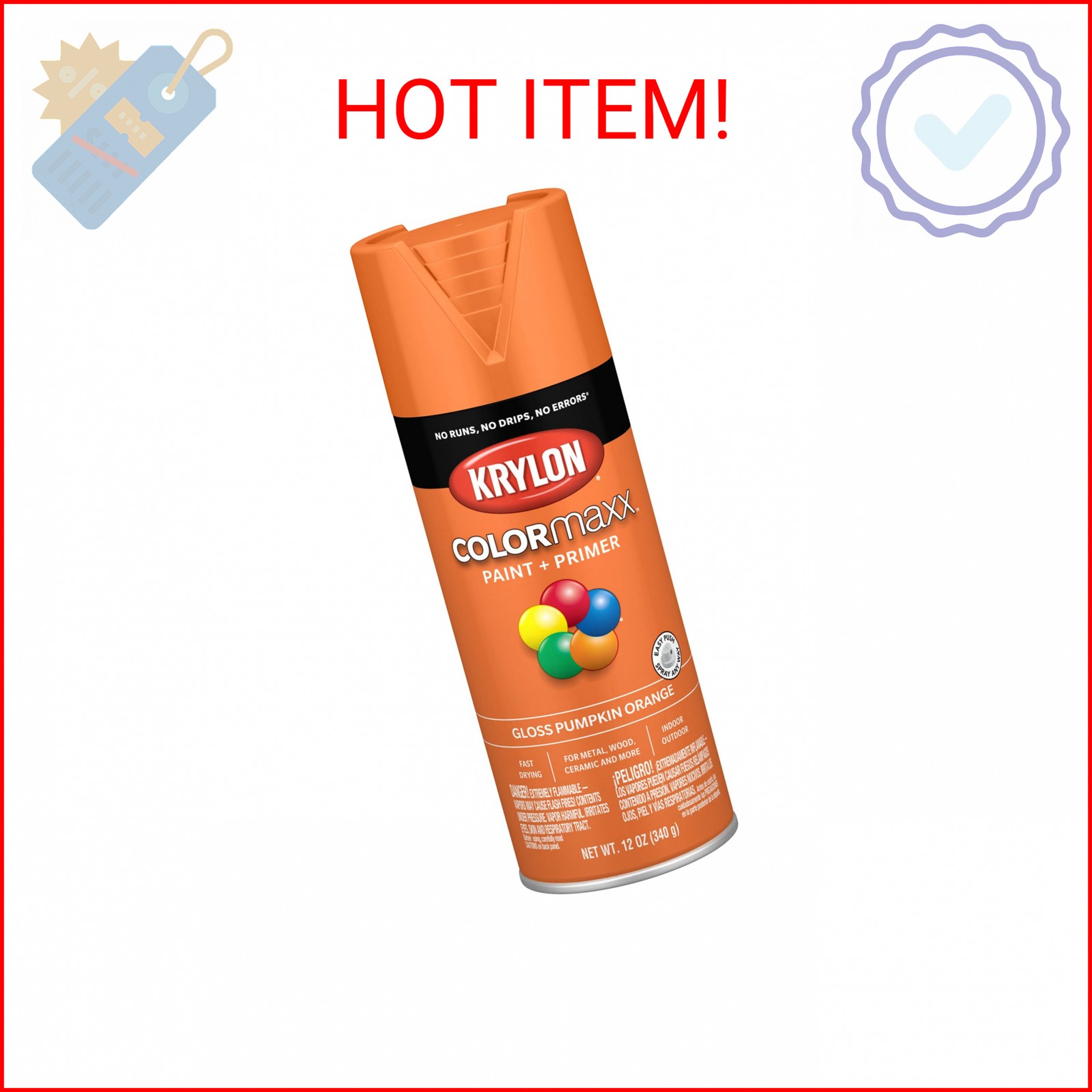 Krylon ColorMaxx 12 Oz. Gloss Spray Paint, Pumpkin Orange - 1 Each