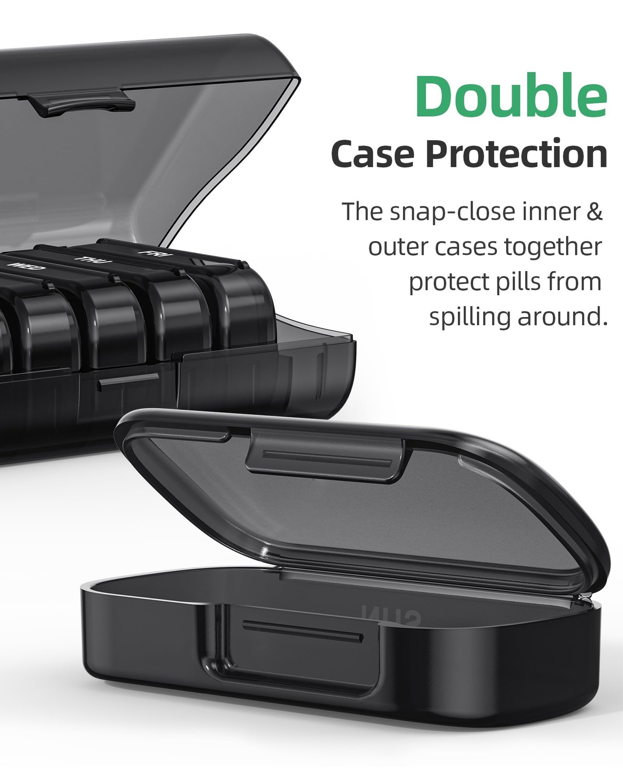Weekly Pill Organizer with Large Capacity, Arthritis-Friendly 7-Day Case