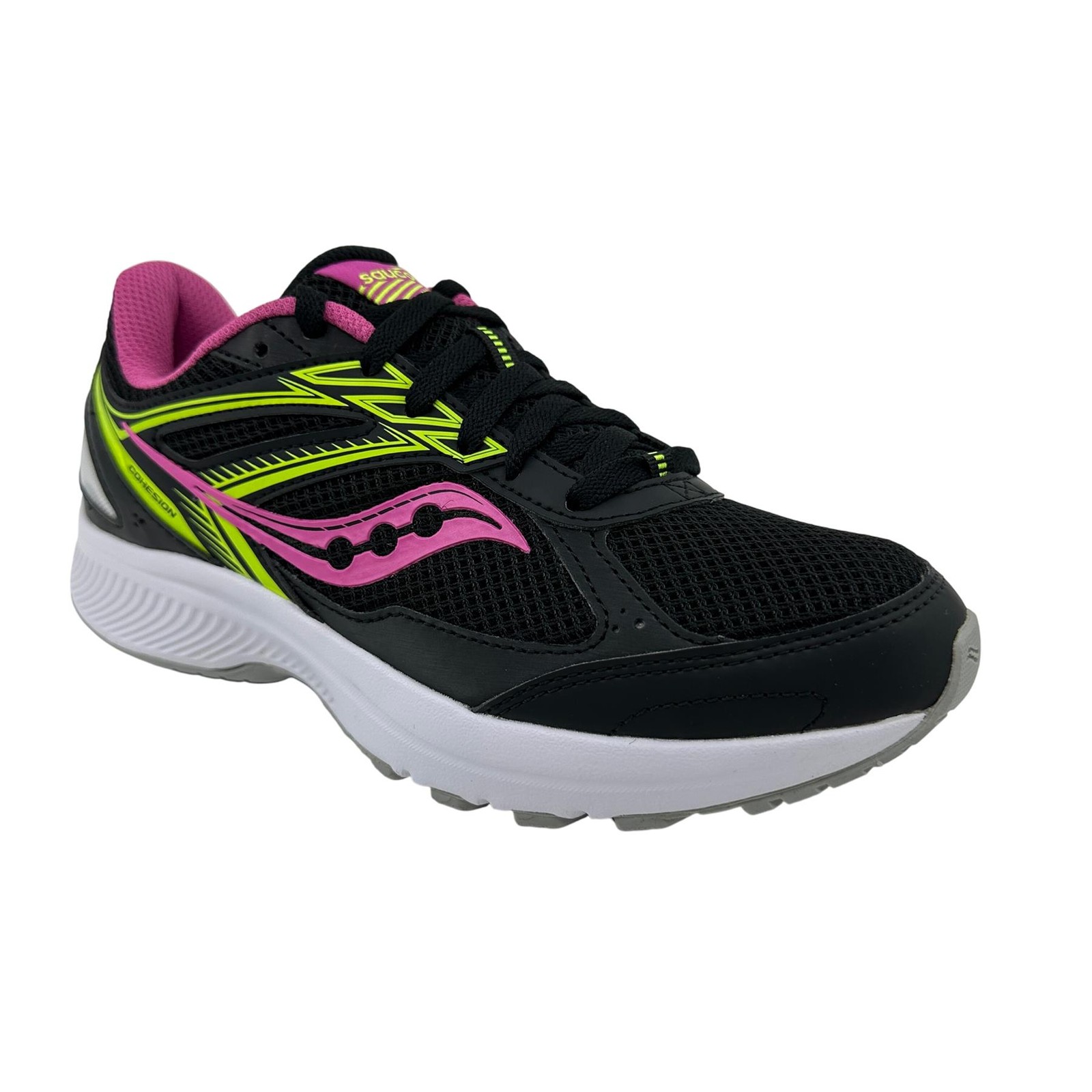 Saucony Cohesion 14 Black Pink Citro Womens Athletic Sneaker