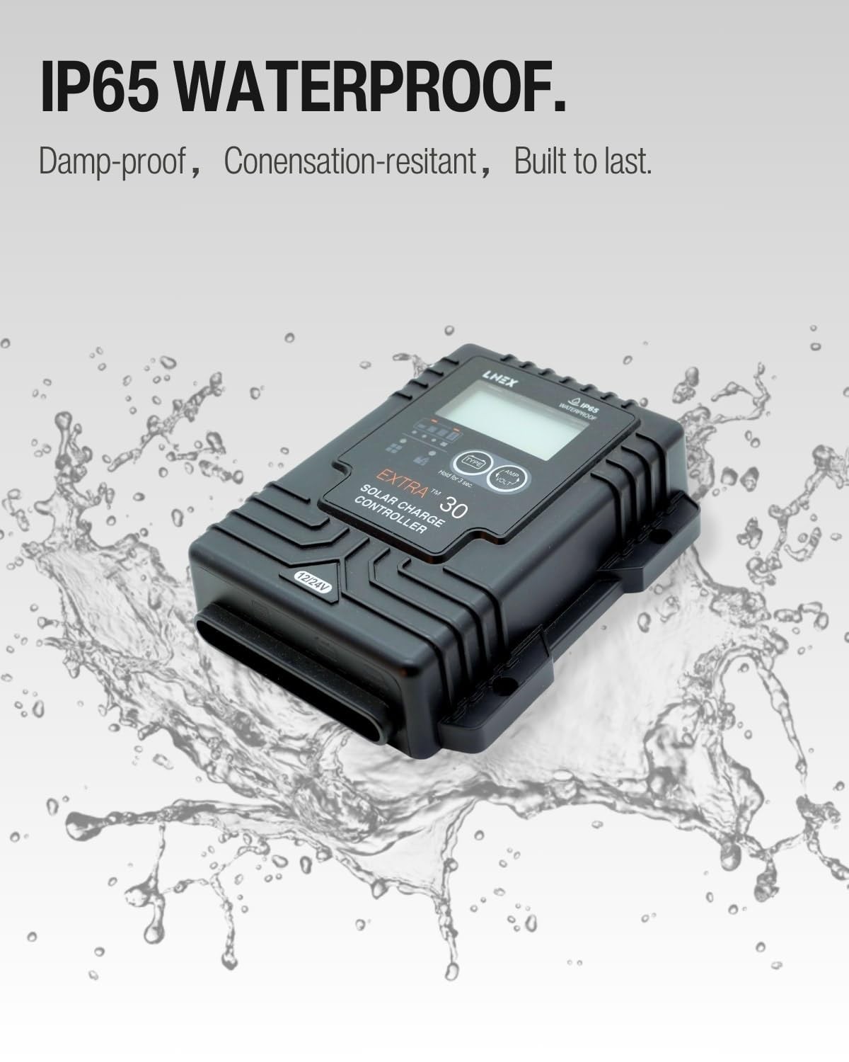 Lnex Solar Charge Controller Waterproof30A Solar Panel Regulator Temp