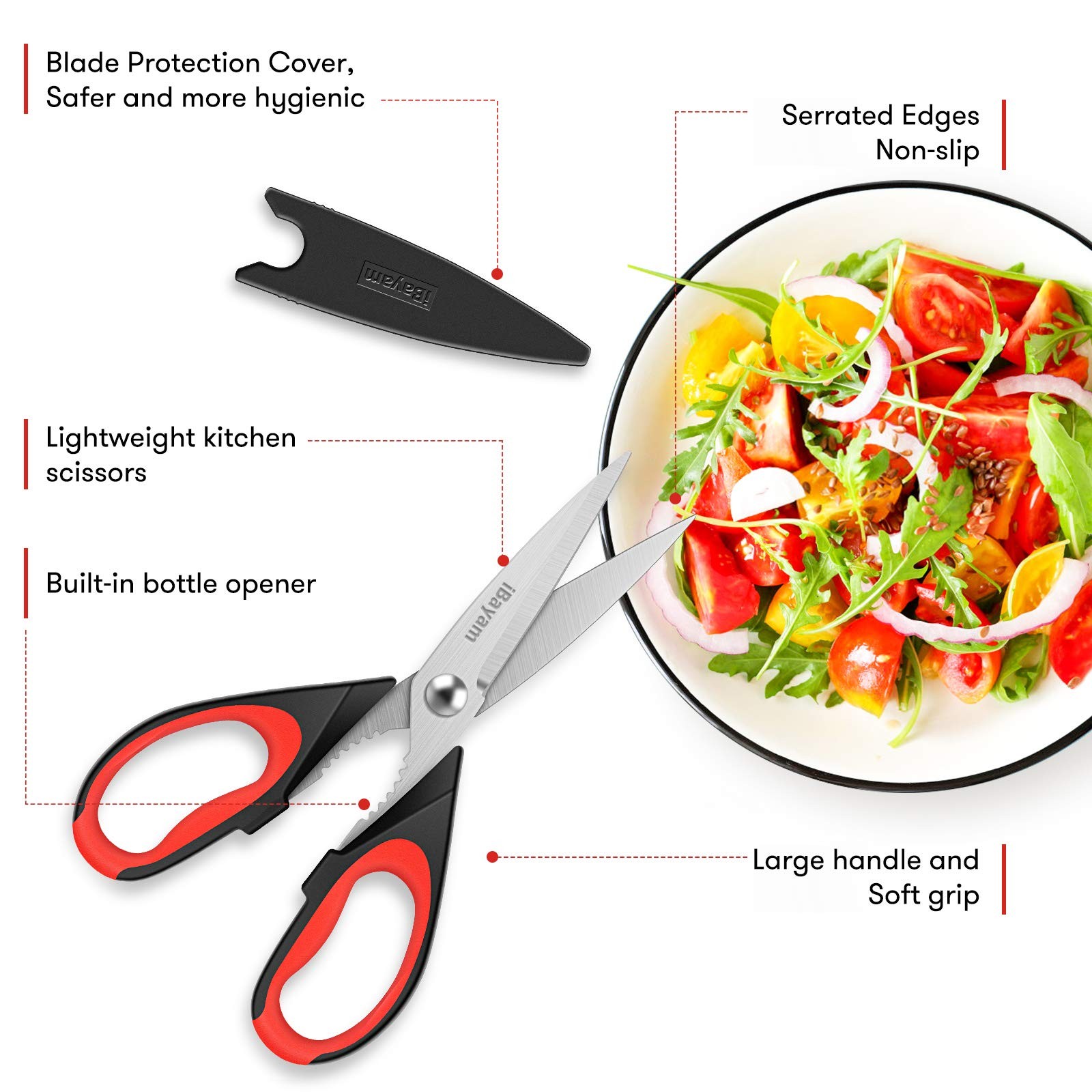 iBayam Kitchen Scissors All Purpose Heavy Duty, Kitchen Utensils Set, Stainless