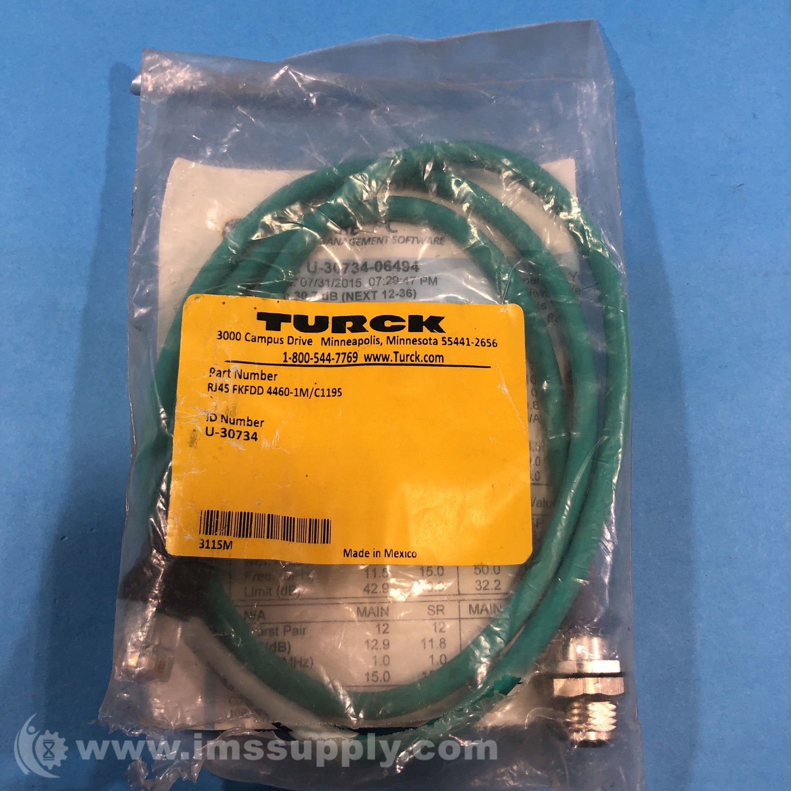 Turck RJ45 FKFDD 4460-1M/C1195 Panel-Mount Bulkhead Connector FNOB