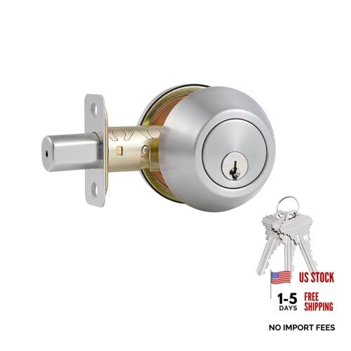 1 Side Keyed Deadbolt Lock,Single Cylinder Dead Bolt 1 Pack Satin Nickel Round