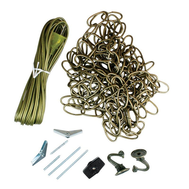 Jandorf 60261 Antique Brass Swag Kit with 3A 125V Feed-Through Cord Switch
