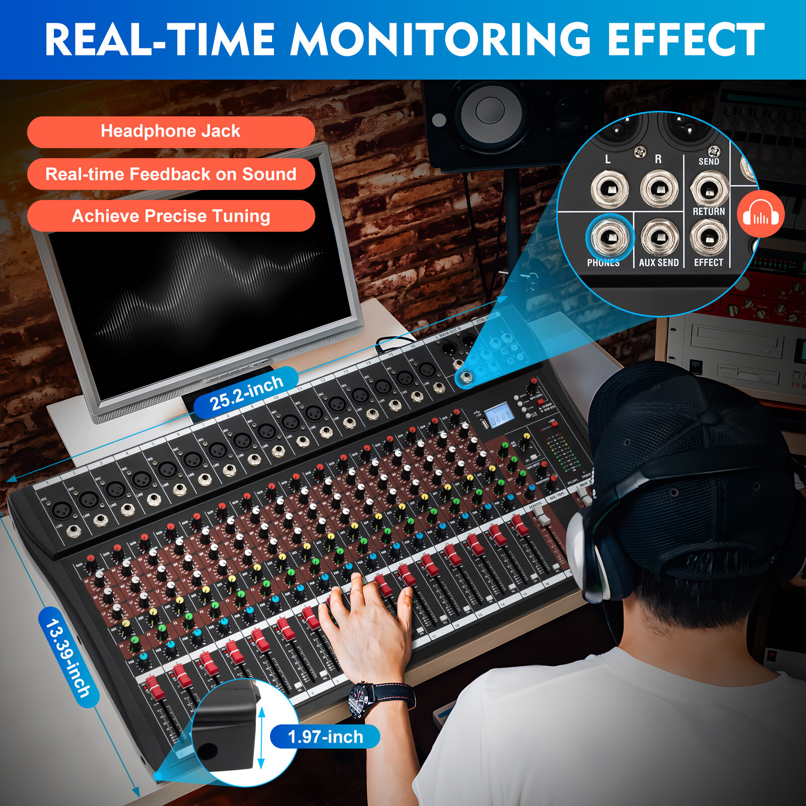 Channel Mixing Console Sound Live Studio Audio Mixer USB Bluetooth