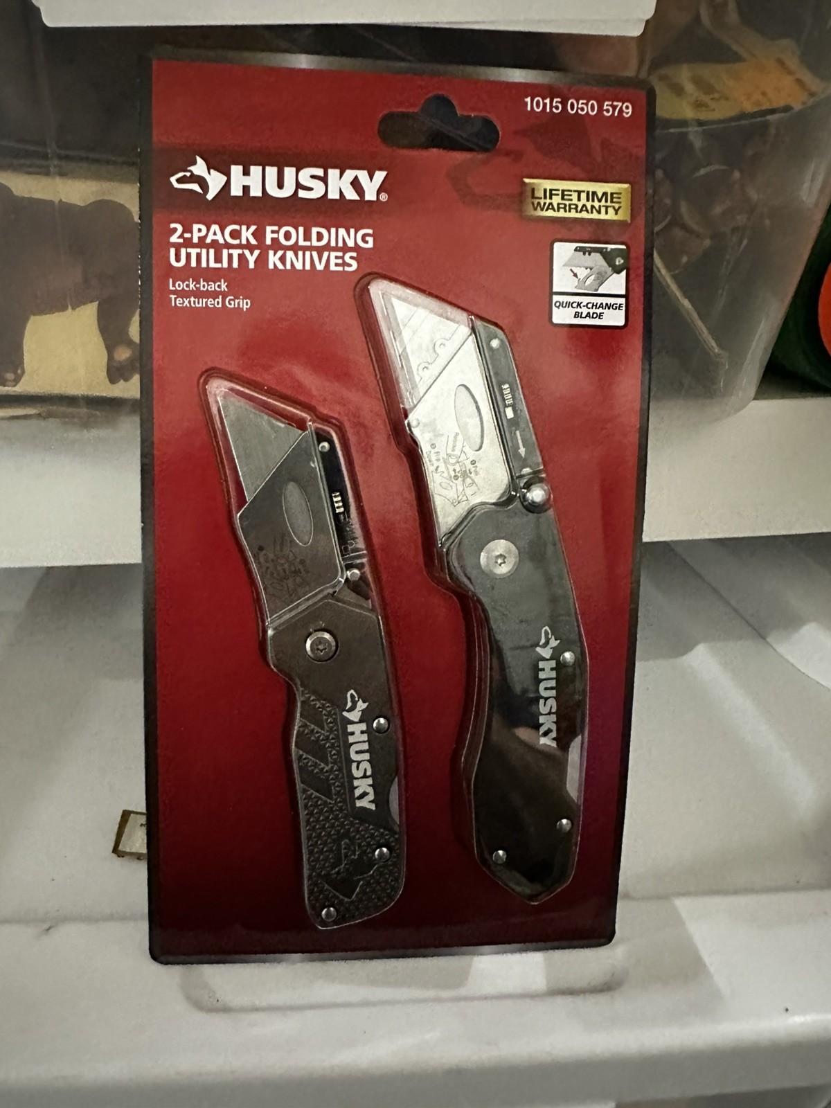 HUSKY 2-Pack Folding Utility Knives 1015 050 579 Lifetime Warranty Brand new