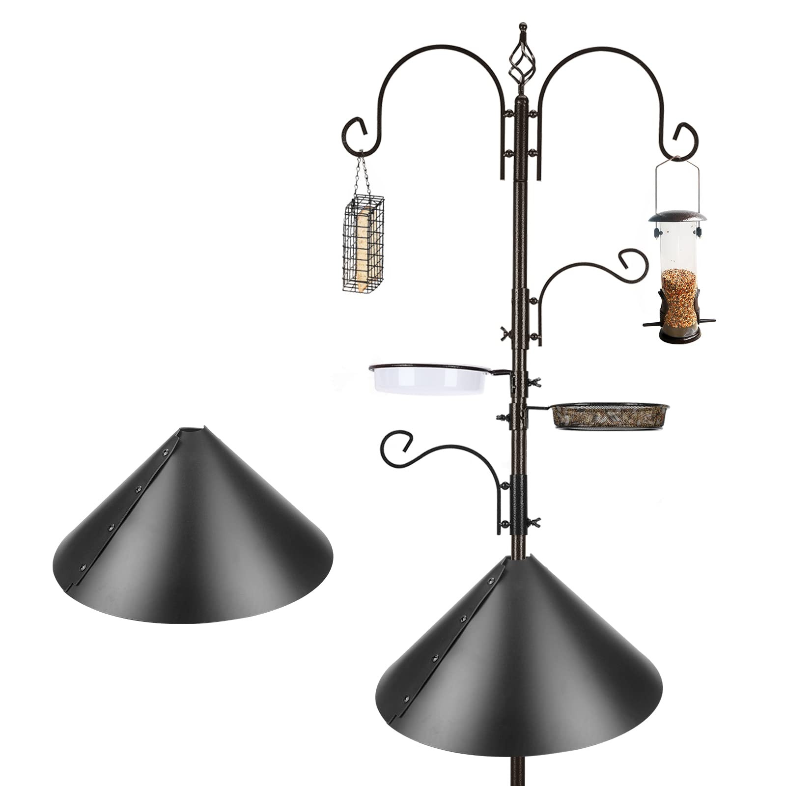 Bird Feeder Pole with Squirrel 91 Inch squirrel baffle kits, Bronze