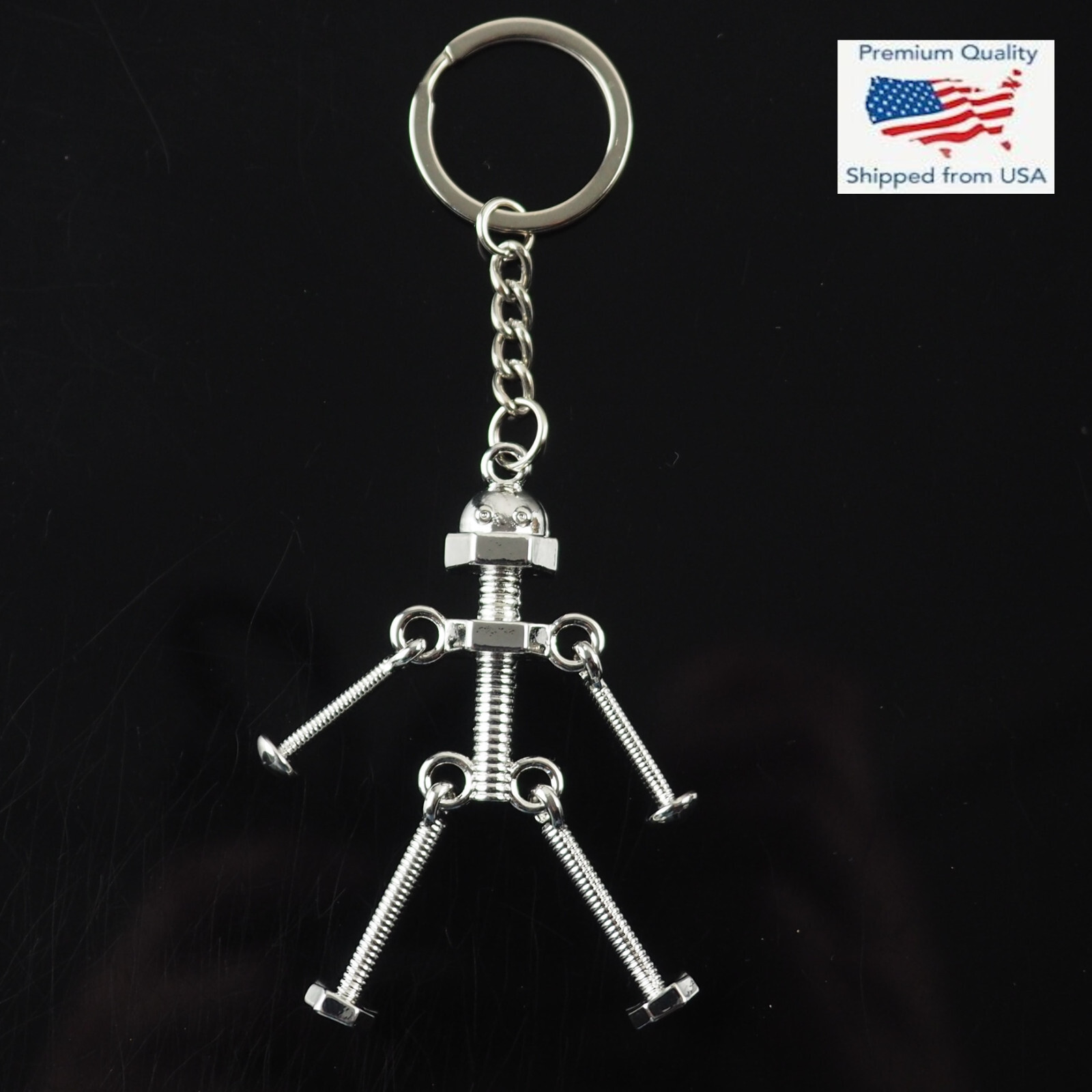 Nut & Bolt Robot Stick Man Keychain