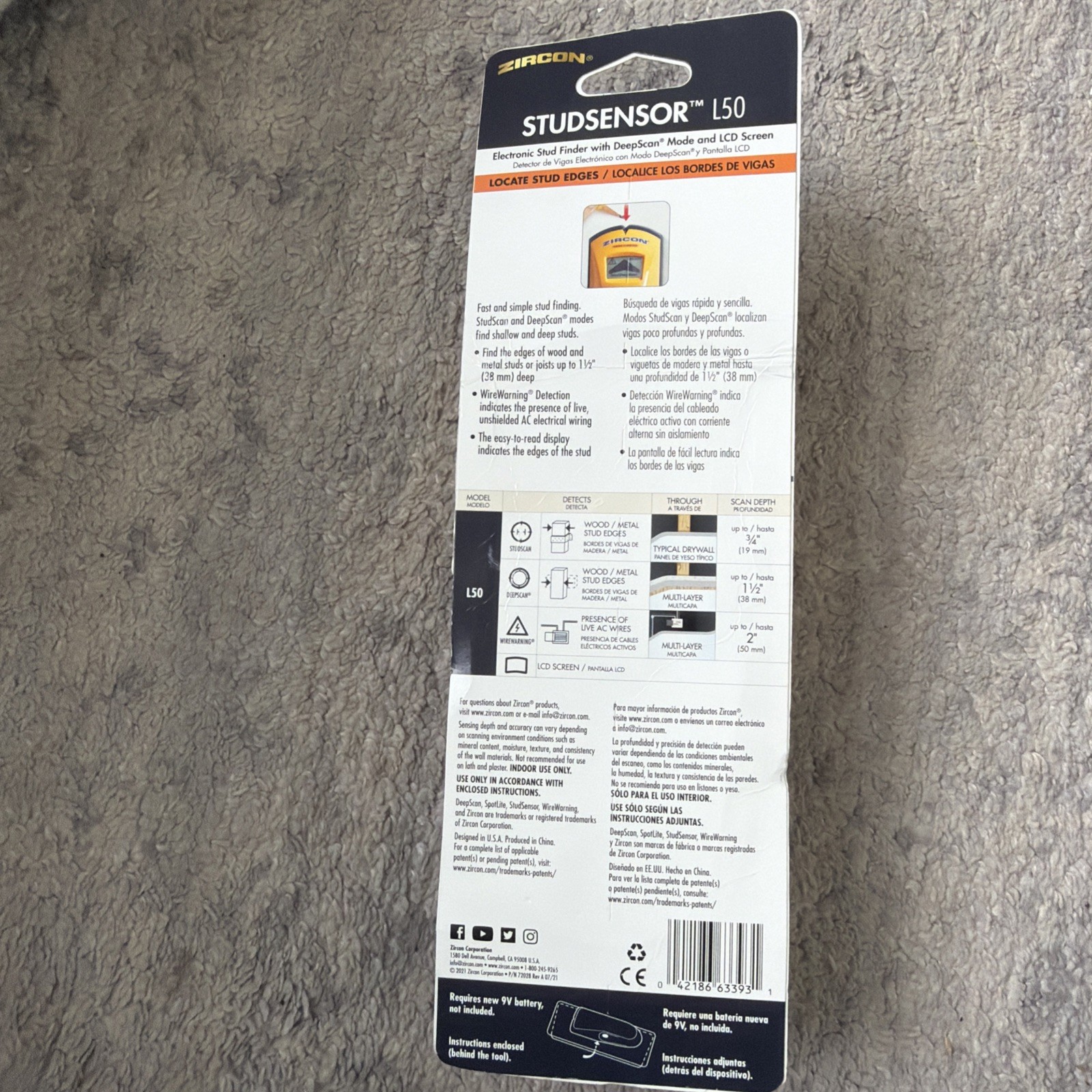 Zircon L50 Edge Finding StudSensor Deep Scanning Stud Finder Wire Warning