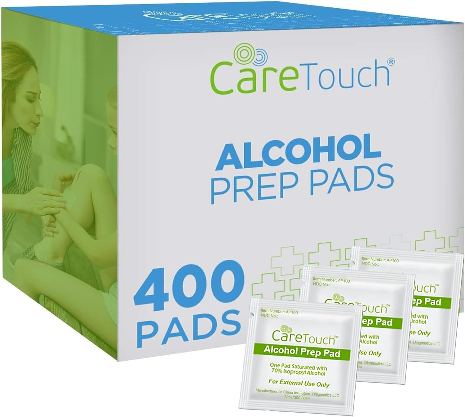 Care Touch Alcohol Wipes Individually Wrapped - Prep Pads with 70% Isopropyl Alc